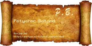 Petyerec Botond névjegykártya